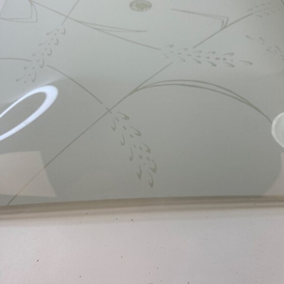 Vintage Frosted Glass Square Light Fixture Cover Etched Abstract Wheat Design - Picture 11 of 13